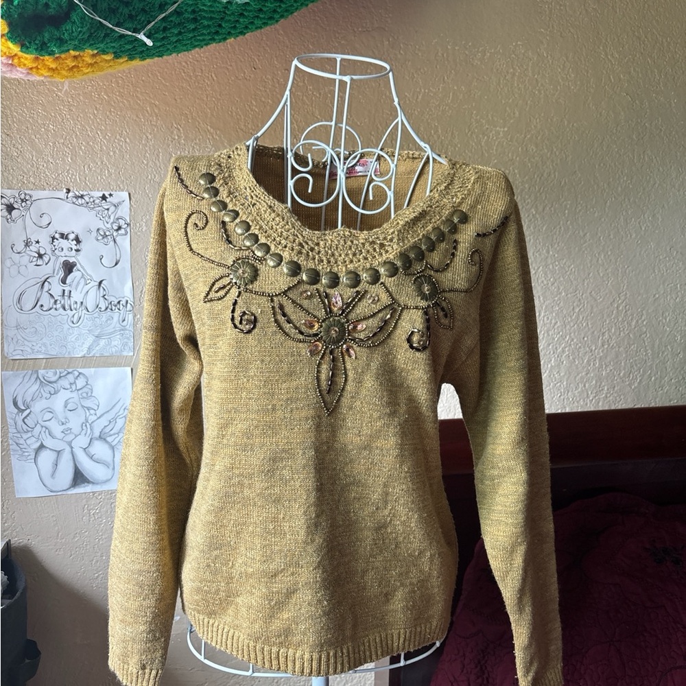 Embellished Gold Sweater